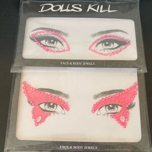 Dolls Kill Escape Captivity & Hottie Status Pink Glitter Eye Gem Bundle Two Pack